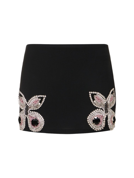 Area: Butterfly embellished wool mini skirt - Black - women_0 | Luisa Via Roma