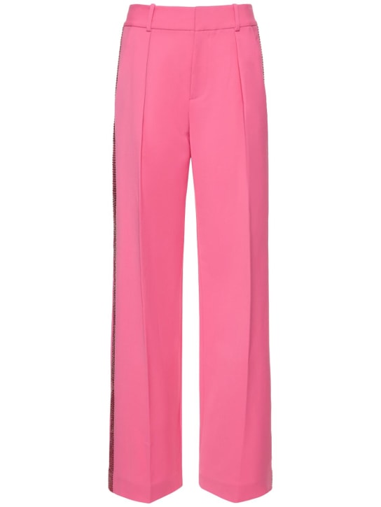 Area: Embellished wool wide pants - Pink - women_0 | Luisa Via Roma