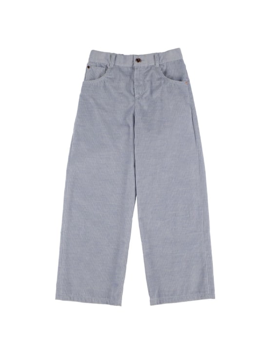 Brunello Cucinelli: Pantalones de pana de algodón - Azul Claro - kids-girls_0 | Luisa Via Roma