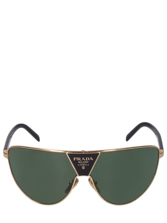 Prada: Catwalk pilot metal sunglasses - Black/Green - men_0 | Luisa Via Roma