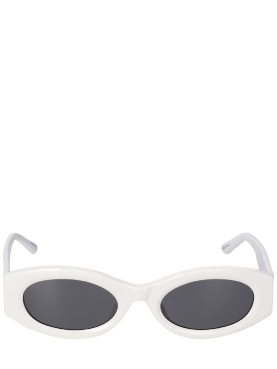 The Attico: Berta oval acetate sunglasses - Beyaz/Gri - women_0 | Luisa Via Roma