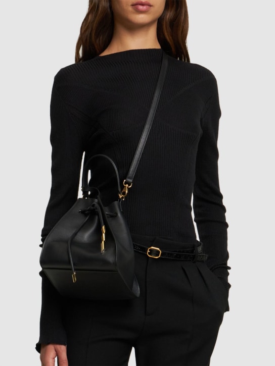 Lanvin: Leather Hobo bag - Black - women_1 | Luisa Via Roma