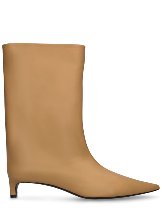 Jil Sander: 35mm Leather ankle boots - Kamelhaarfarben - women_0 | Luisa Via Roma