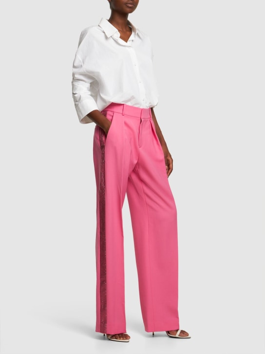 Area: Embellished wool wide pants - Pink - women_1 | Luisa Via Roma