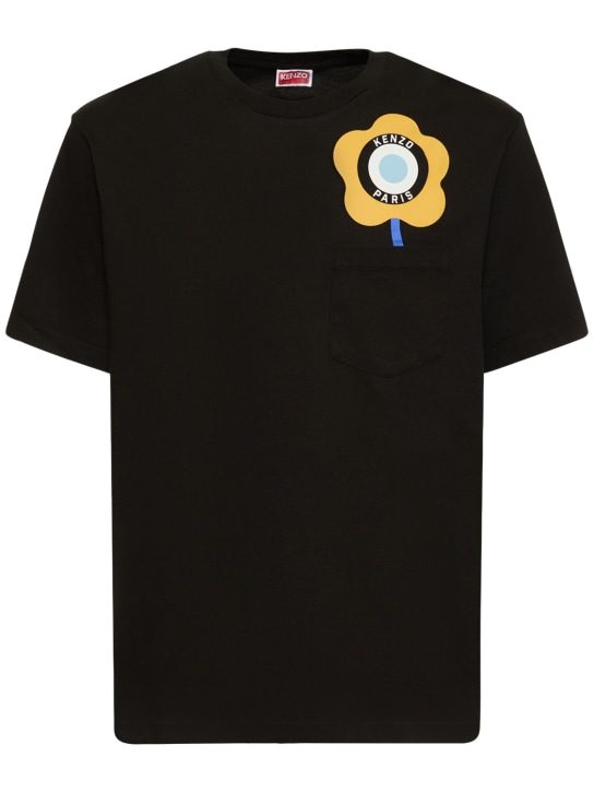 Kenzo Paris: T-shirt en jersey de coton imprimé Target - Noir - men_0 | Luisa Via Roma