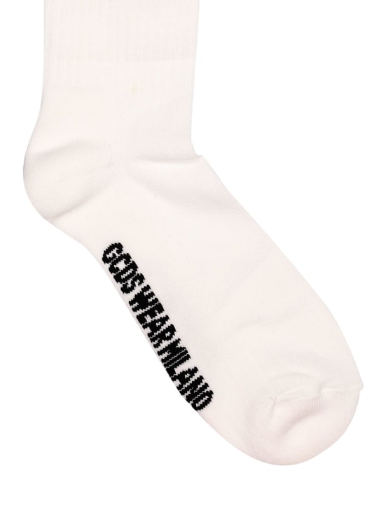 GCDS: Mid logo band cotton blend socks - White - men_1 | Luisa Via Roma