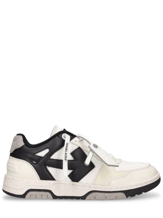 Off-White: Out Of Office leather sneakers - White/Black - men_0 | Luisa Via Roma