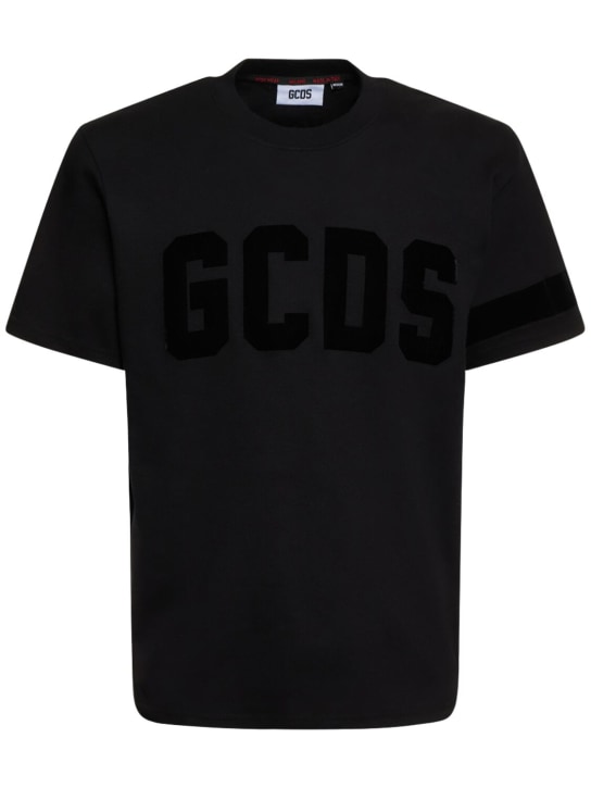 GCDS: T-shirt in jersey di cotone con logo - men_0 | Luisa Via Roma