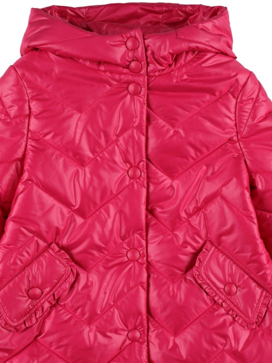 Monnalisa: Hooded nylon puffer coat - Fuchsia - kids-girls_1 | Luisa Via Roma