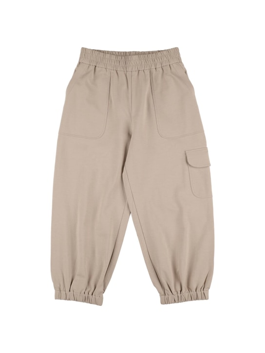 Brunello Cucinelli: コットンカーゴスウェットパンツ - ベージュ - kids-girls_0 | Luisa Via Roma