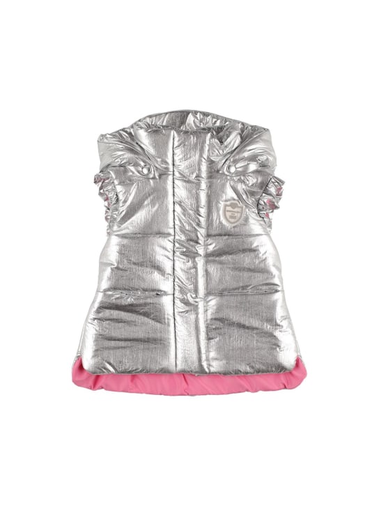 Monnalisa: Laminated puffer vest - Silver - kids-girls_0 | Luisa Via Roma