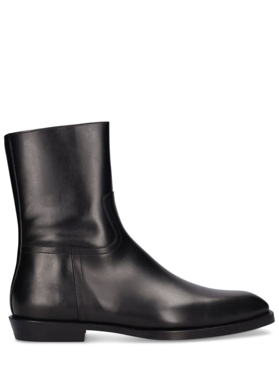 Dries Van Noten: Leather ankle boots - Black - men_0 | Luisa Via Roma