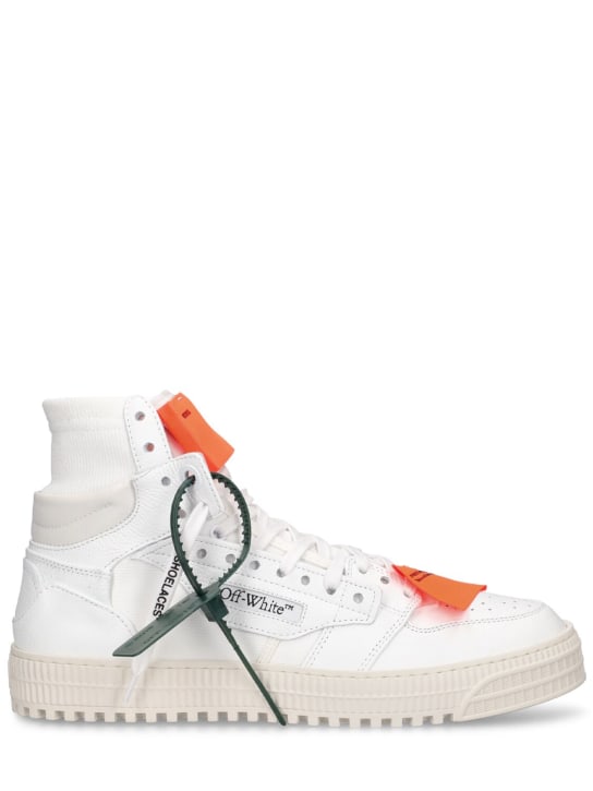 Off-White: Sneakers altas Off Court 3.0 de piel - Blanco - men_0 | Luisa Via Roma