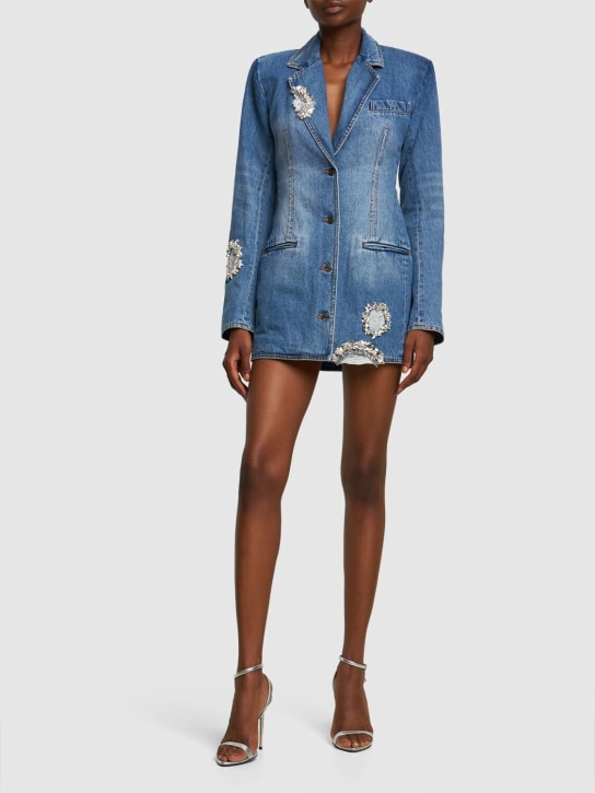 Area: Vestido blazer de denim de algodón - Azul - women_1 | Luisa Via Roma