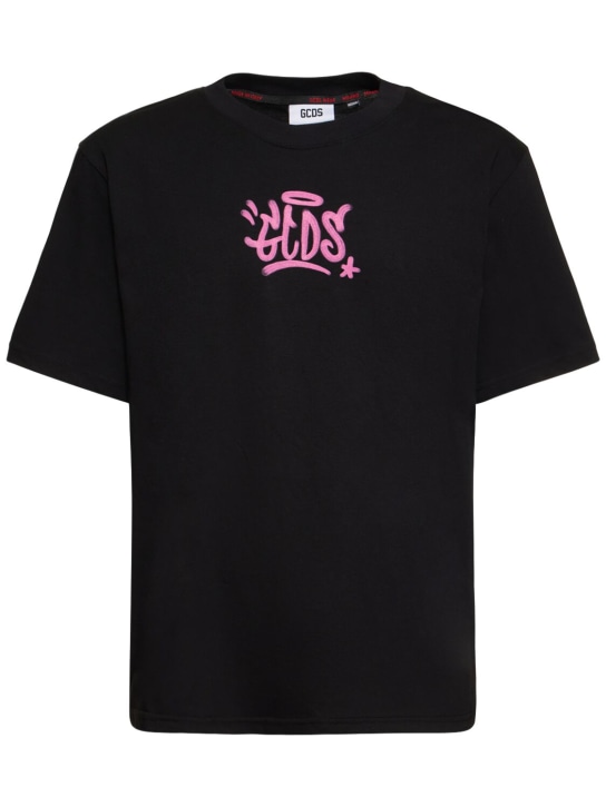 GCDS: 涂鸦logo棉质平纹针织T恤 - men_0 | Luisa Via Roma
