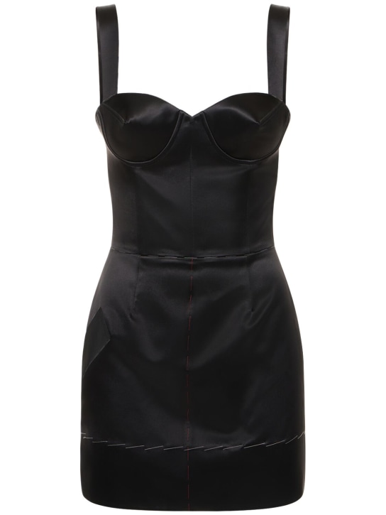 Maison Margiela: Duchesse satin mini corset dress - Black - women_0 | Luisa Via Roma