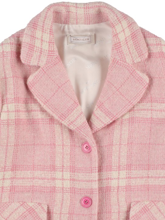 Monnalisa: Bouclé coat - Pink/White - kids-girls_1 | Luisa Via Roma
