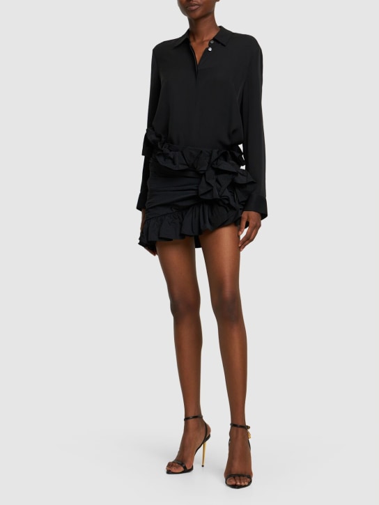 Area: Ruffled nylon mini skirt - Black - women_1 | Luisa Via Roma