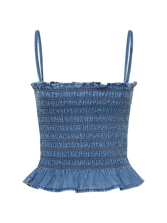 Marant Etoile: Crop top en denim de coton Daline - Bleu Clair - women_0 | Luisa Via Roma