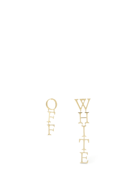 Off-White: Asymmetric logo earrings - Gold - women_0 | Luisa Via Roma