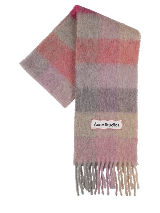 Acne Studios: Wool alpaca & mohair scarf - Fuchsia/Pink - men_0 | Luisa Via Roma