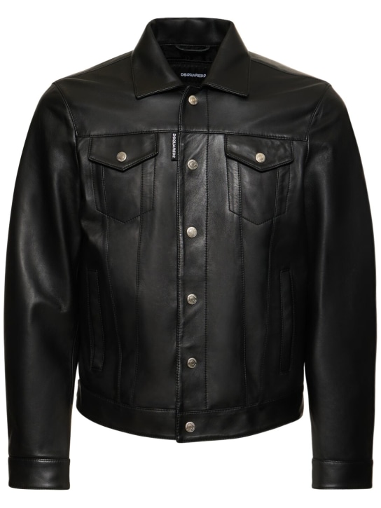 Dsquared2: Dan Jean leather jacket - men_0 | Luisa Via Roma