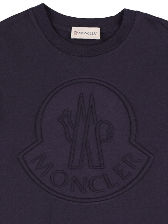 Moncler: Camiseta de algodón jersey - Azul Marino - kids-boys_1 | Luisa Via Roma