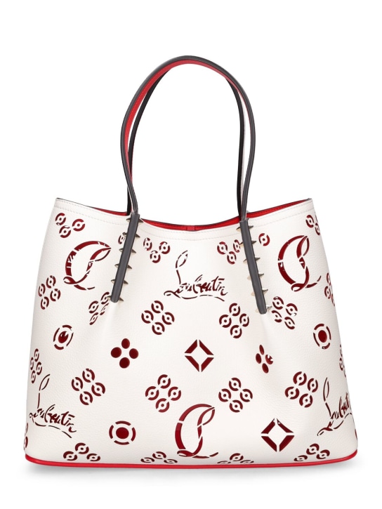 Christian Louboutin: Small Cabarock leather tote bag - Beyaz - women_0 | Luisa Via Roma
