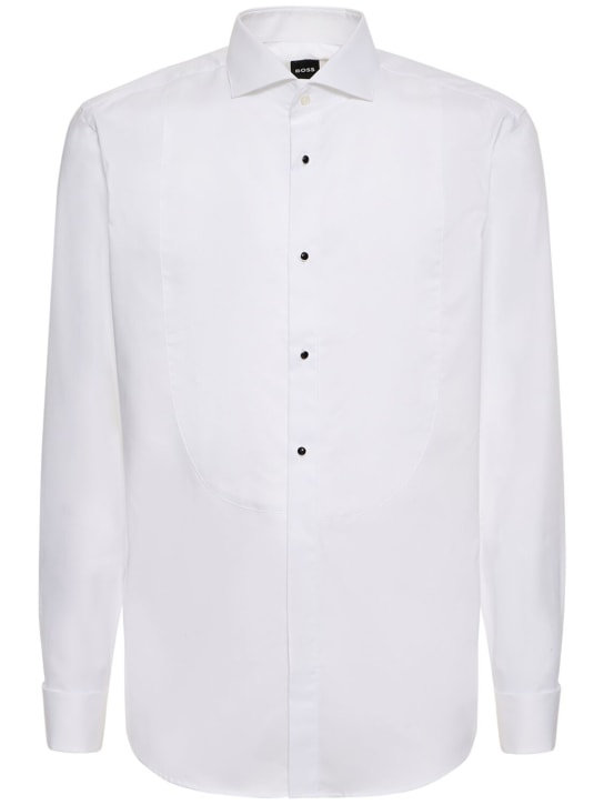 Boss: Camisa esmoquin de algodón - Blanco - men_0 | Luisa Via Roma