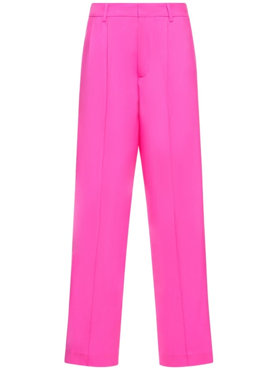 Giuseppe Di Morabito: Twisted light wool double wide pants - Hot Pink - women_0 | Luisa Via Roma