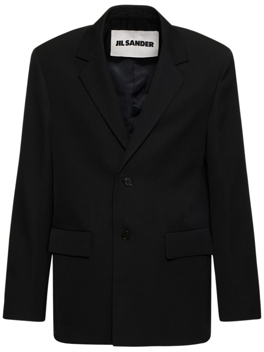 Jil Sander: Sharp wool gabardine blazer - Black - men_0 | Luisa Via Roma