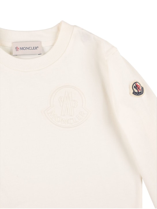 Moncler: T-shirt en jersey de coton à manches longues - Natural - kids-boys_1 | Luisa Via Roma