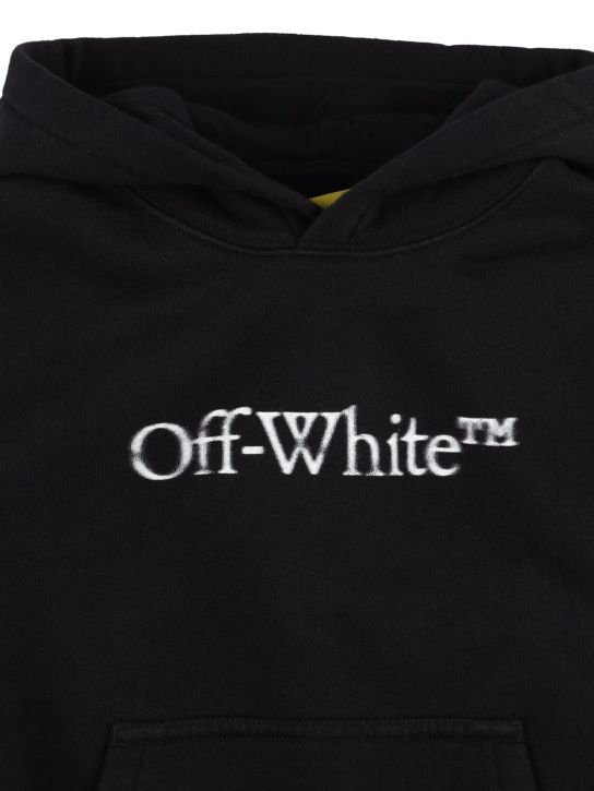 Off-White: Bookish Bit logo cotton hoodie - Black - kids-girls_1 | Luisa Via Roma