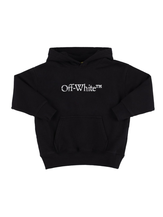 Off-White: Bookish Bit logo cotton hoodie - Black - kids-boys_0 | Luisa Via Roma