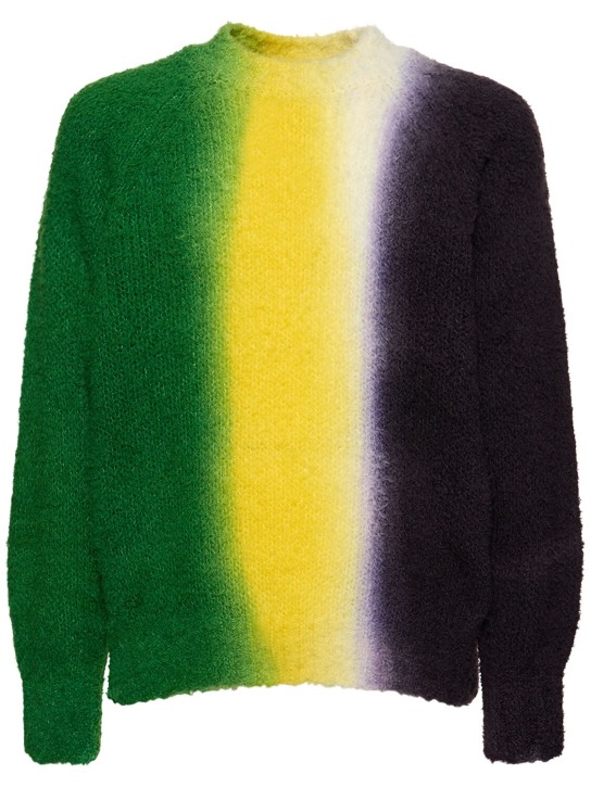 Sacai: Tie dye knit sweater - Green/Navy - men_0 | Luisa Via Roma