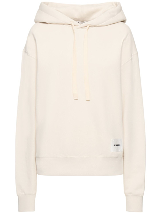 Jil Sander: Hooded cotton terry sweatshirt - women_0 | Luisa Via Roma