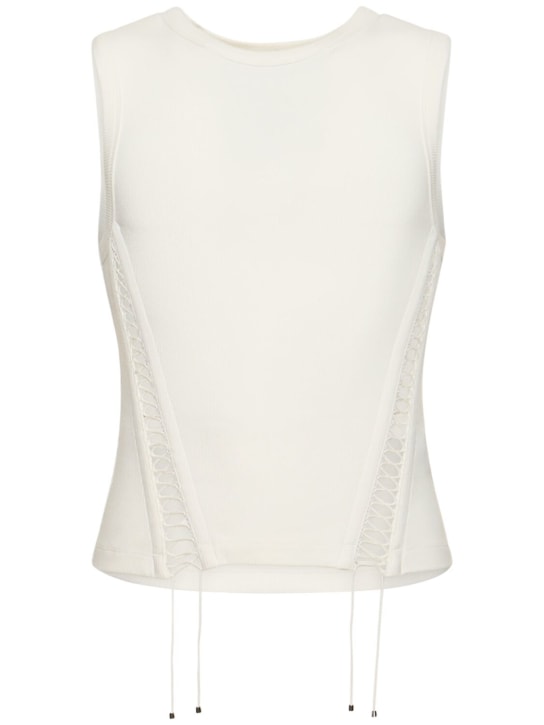 Dion Lee: Ribbed cotton jersey corset tank top - White - men_0 | Luisa Via Roma