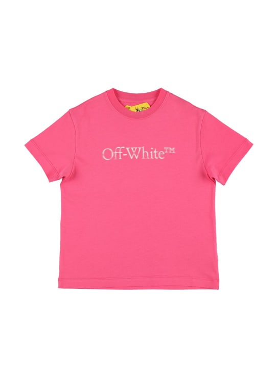 Off-White: Bookish Bit コットンジャージーTシャツ - kids-girls_0 | Luisa Via Roma