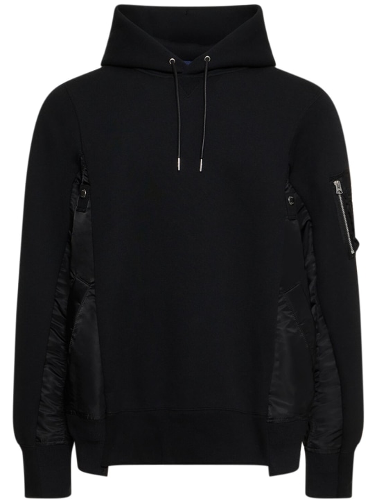 Sacai: Cotton blend hoodie - Siyah - men_0 | Luisa Via Roma