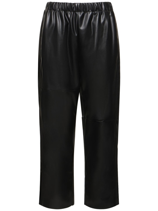 MM6 Maison Margiela: Faux leather pants - Black - women_0 | Luisa Via Roma