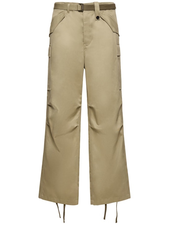 Sacai: Cotton chino cargo pants - Beige - men_0 | Luisa Via Roma
