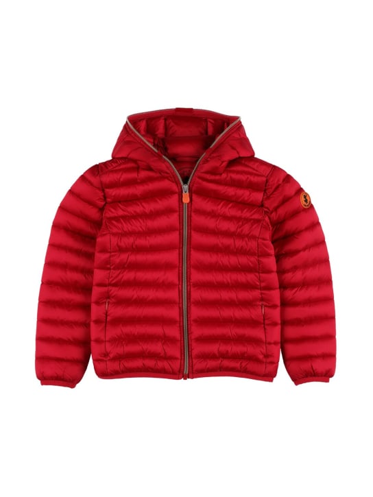 Save The Duck: Hooded nylon puffer jacket - Kırmızı - kids-girls_0 | Luisa Via Roma