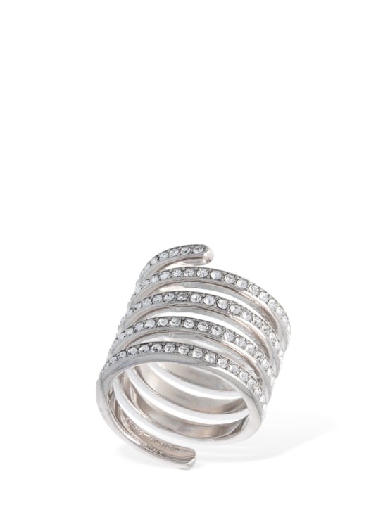 Amina Muaddi: Vittoria crystal ring - Silber/Kristall - women_0 | Luisa Via Roma