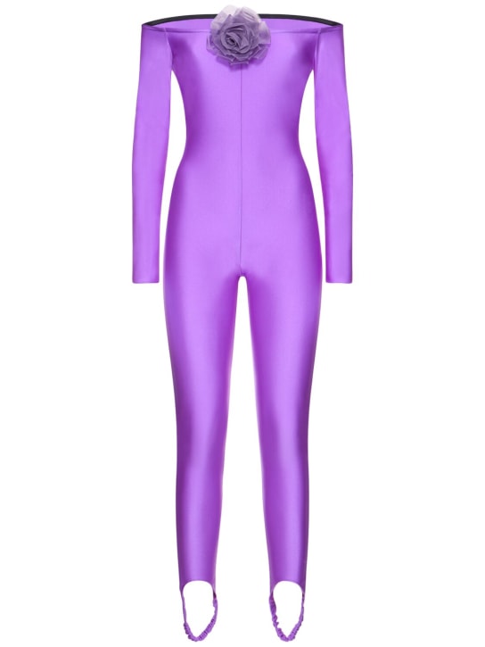 Giuseppe Di Morabito: 亮面弹力平纹针织连身裤 - 紫色 - women_0 | Luisa Via Roma