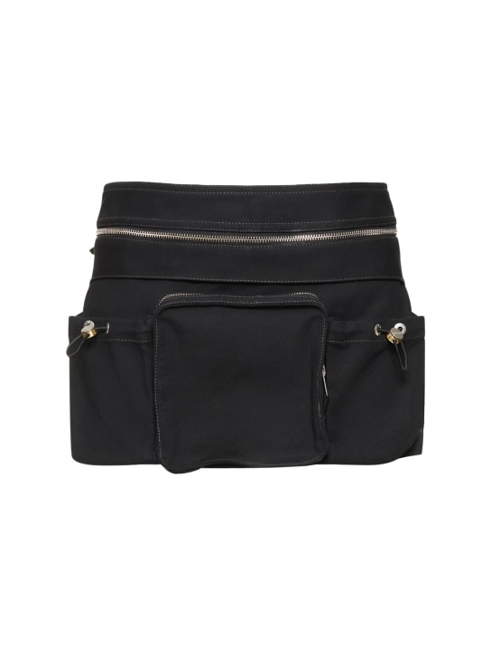 Dion Lee: Cotton blend mini skirt w/belt bag - Siyah - women_0 | Luisa Via Roma