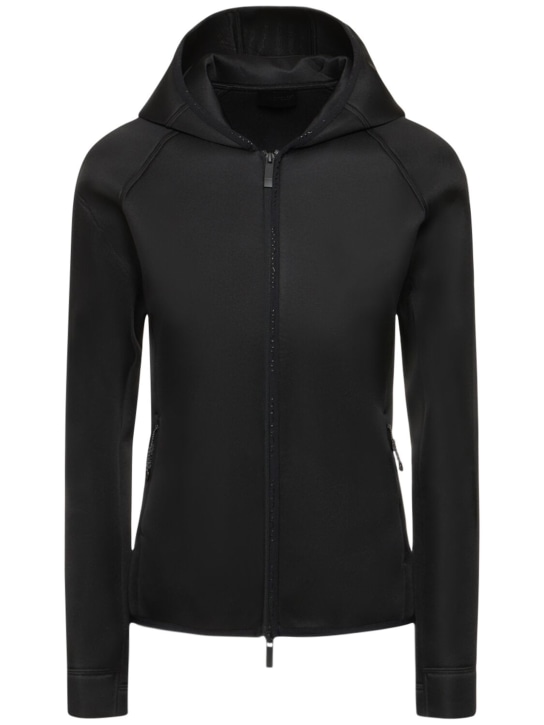 Moncler: Tech zip cardigan jacket - Black - women_0 | Luisa Via Roma