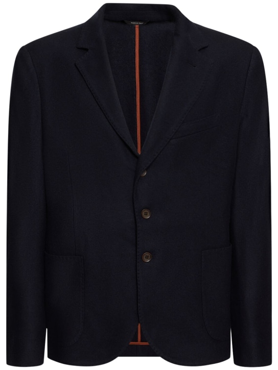 Loro Piana: Cashmere & silk regular fit blazer - Navy - men_0 | Luisa Via Roma