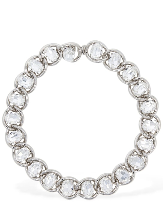 Marni: Crystal stone collar necklace - Gümüş - women_0 | Luisa Via Roma