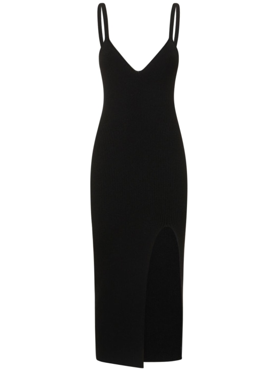 Michael Kors Collection: Viscose crepe midi dress - Black - women_0 | Luisa Via Roma