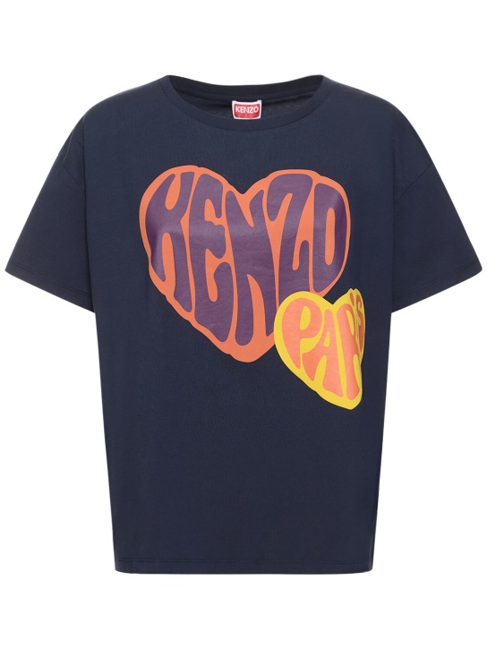 Kenzo Paris: T-shirt relaxed fit in cotone - Blu - women_0 | Luisa Via Roma